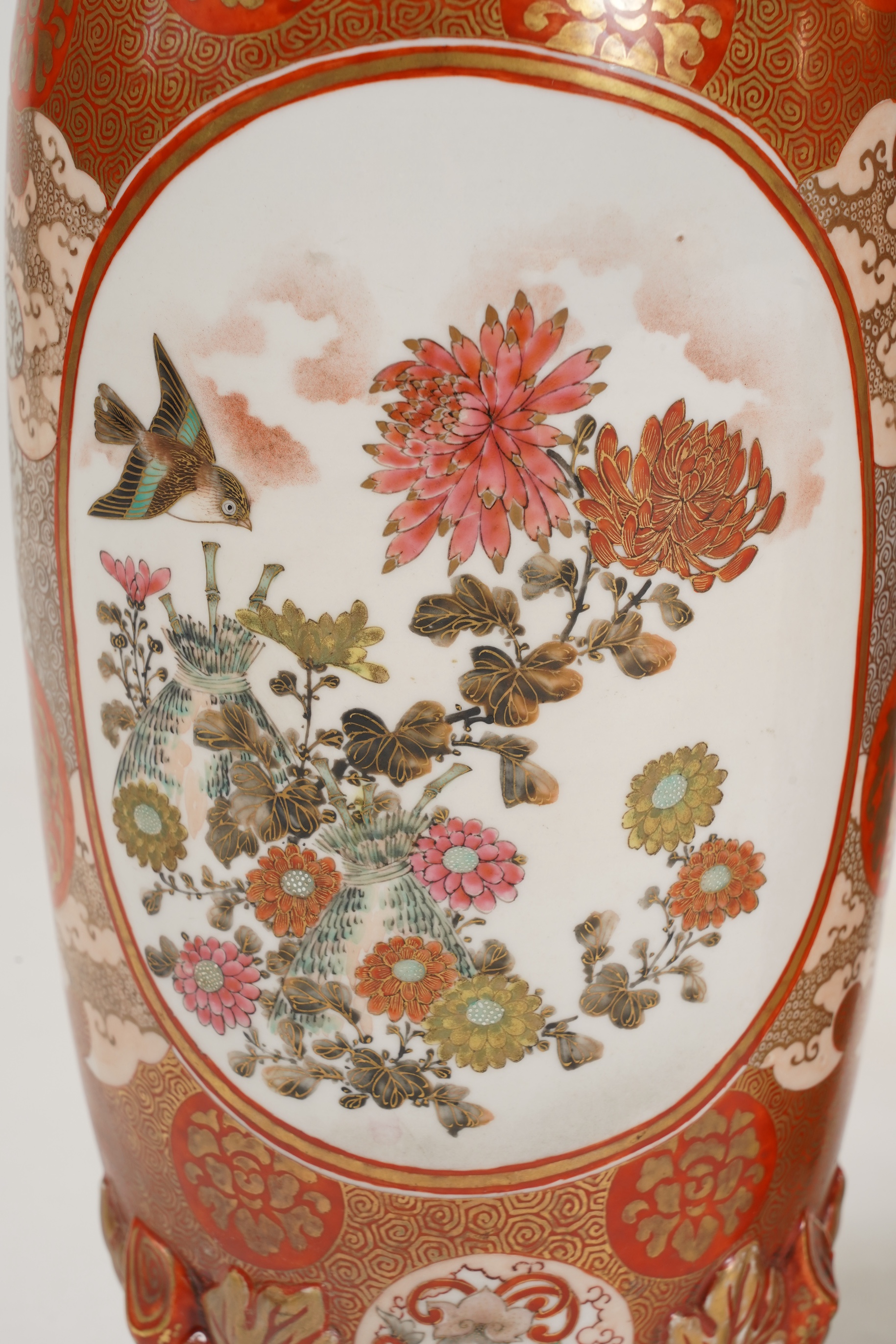 A pair of Japanese Kutani vases, Meiji period